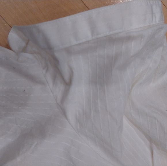 Large Jacob pinstripe short sleeve button down ivory dress shirt - Picture 6 of 16